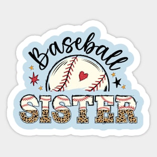 Baseball Sister Leopard Pattern Graphic Gift Sticker